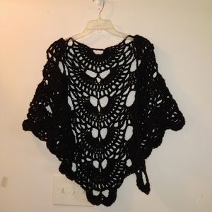 Black crochet wrap shawl